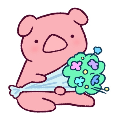 Flower Pig This pig's received a nice bouquet of flowers, for why? idk.