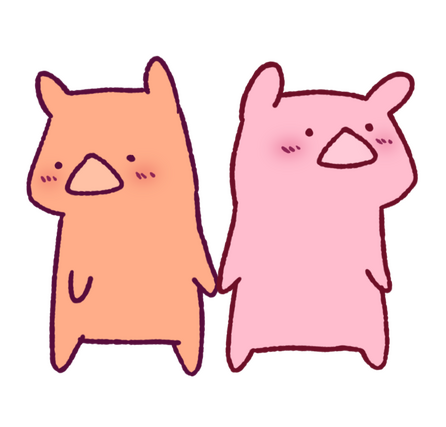 Holding Hands Pigs I think that these two guys might have a crush on each other.